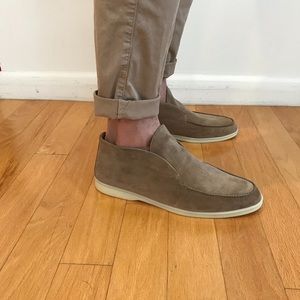 Loro Piana men’s open walk shearling suede boots